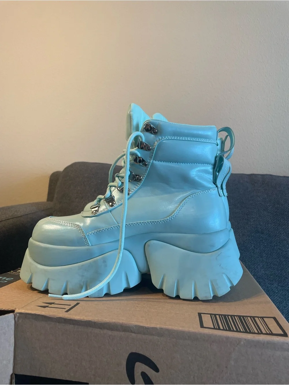Koi Footwear Chunky Platform Women's Boots - Light Blue